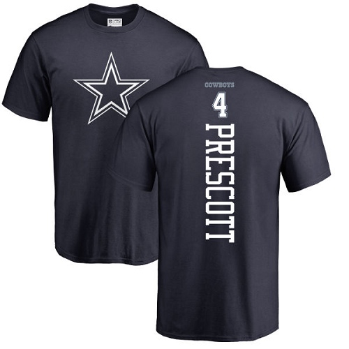 Men Dallas Cowboys Navy Blue Dak Prescott Backer #4 Nike NFL T Shirt